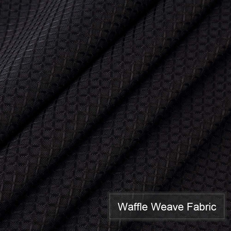 NANAN Tier Curtain, Waffle Weave Textured Tailored Short Curtains for Bathroom Waterproof Window Covering Kitchen Cafe Curtain - 30" x 24", Black, Set of 2 - Image 5